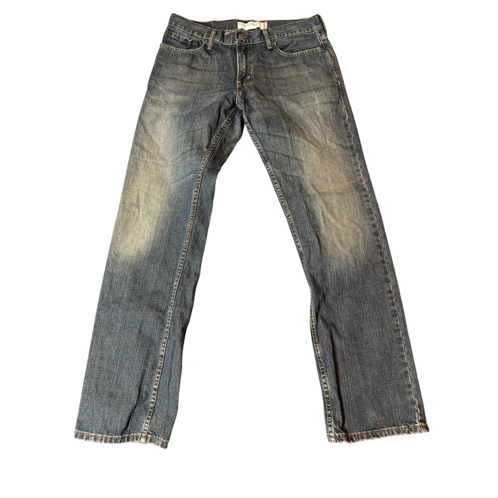 Levis Mens 514 Slim Straight Jeans 33x32 Blue Denim Classic Dark‎ Distressed